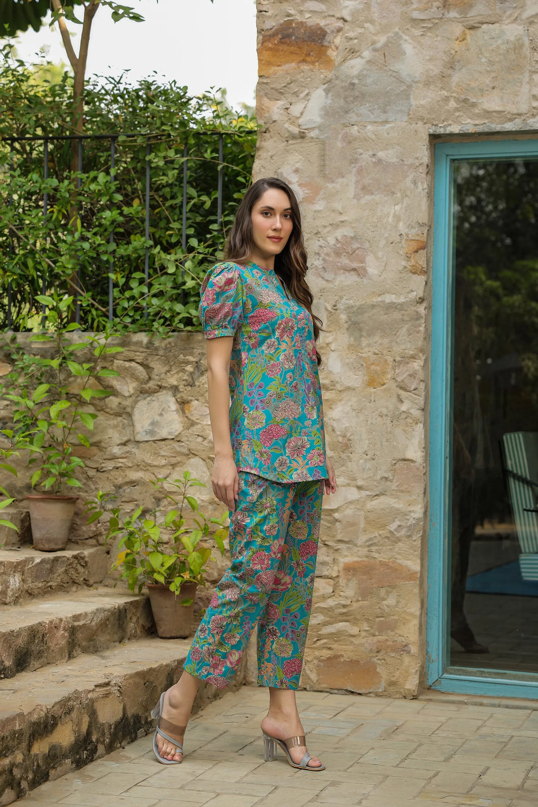 Caribbean escape cotton Loungewear Top Set