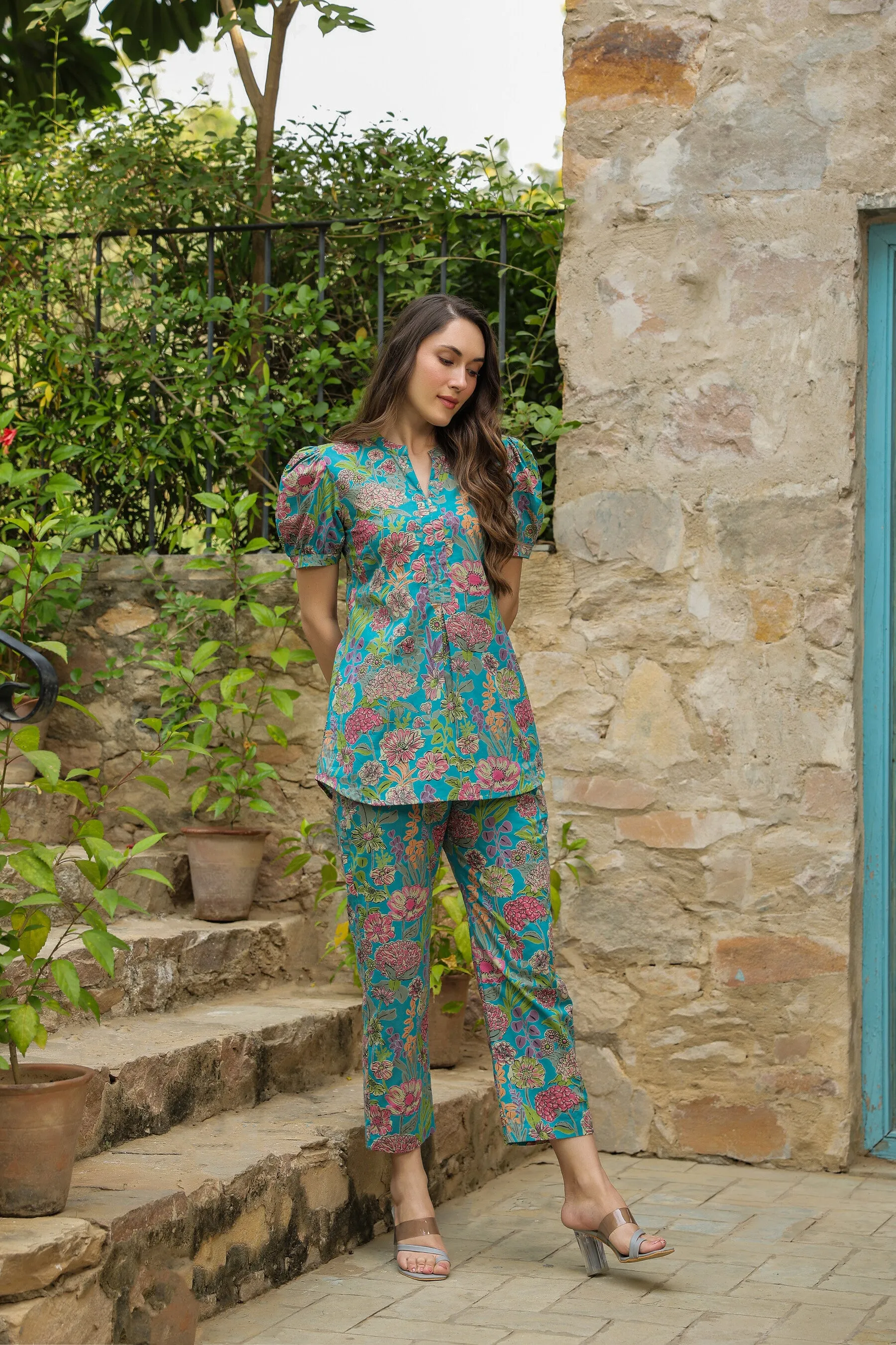 Caribbean escape cotton Loungewear Top Set