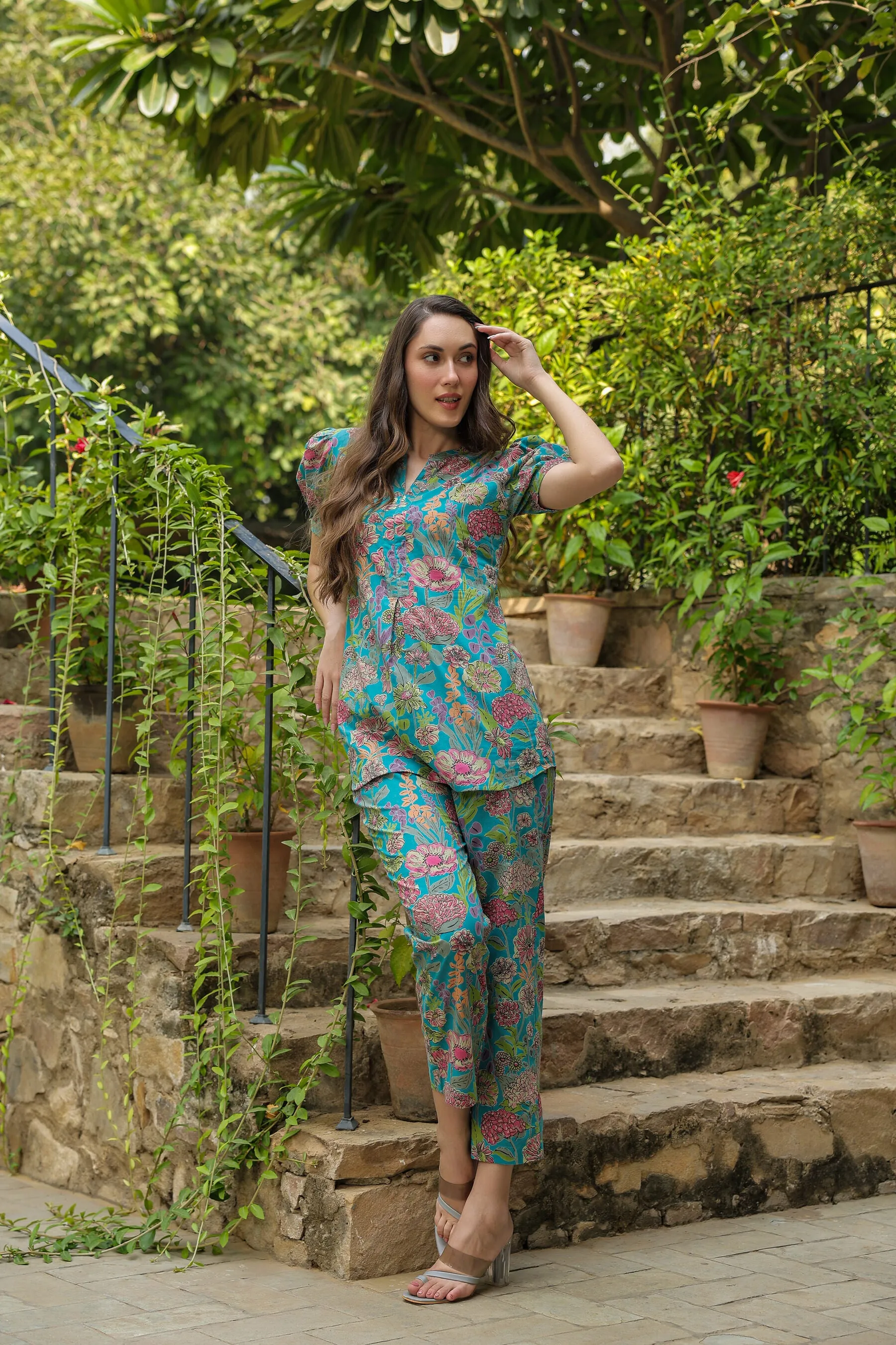 Caribbean escape cotton Loungewear Top Set