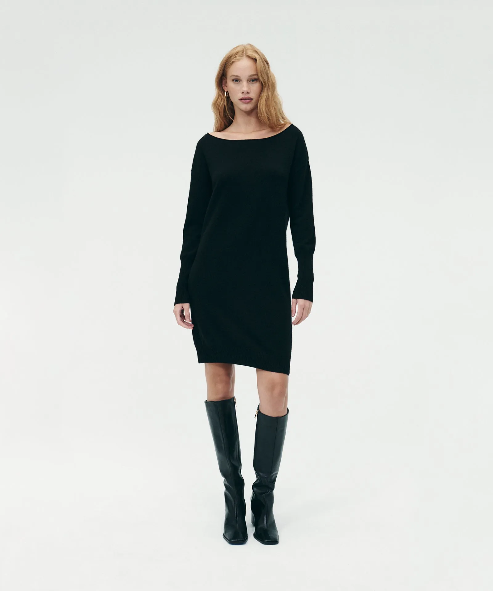 Cashmere Boatneck Mini Sweater Dress