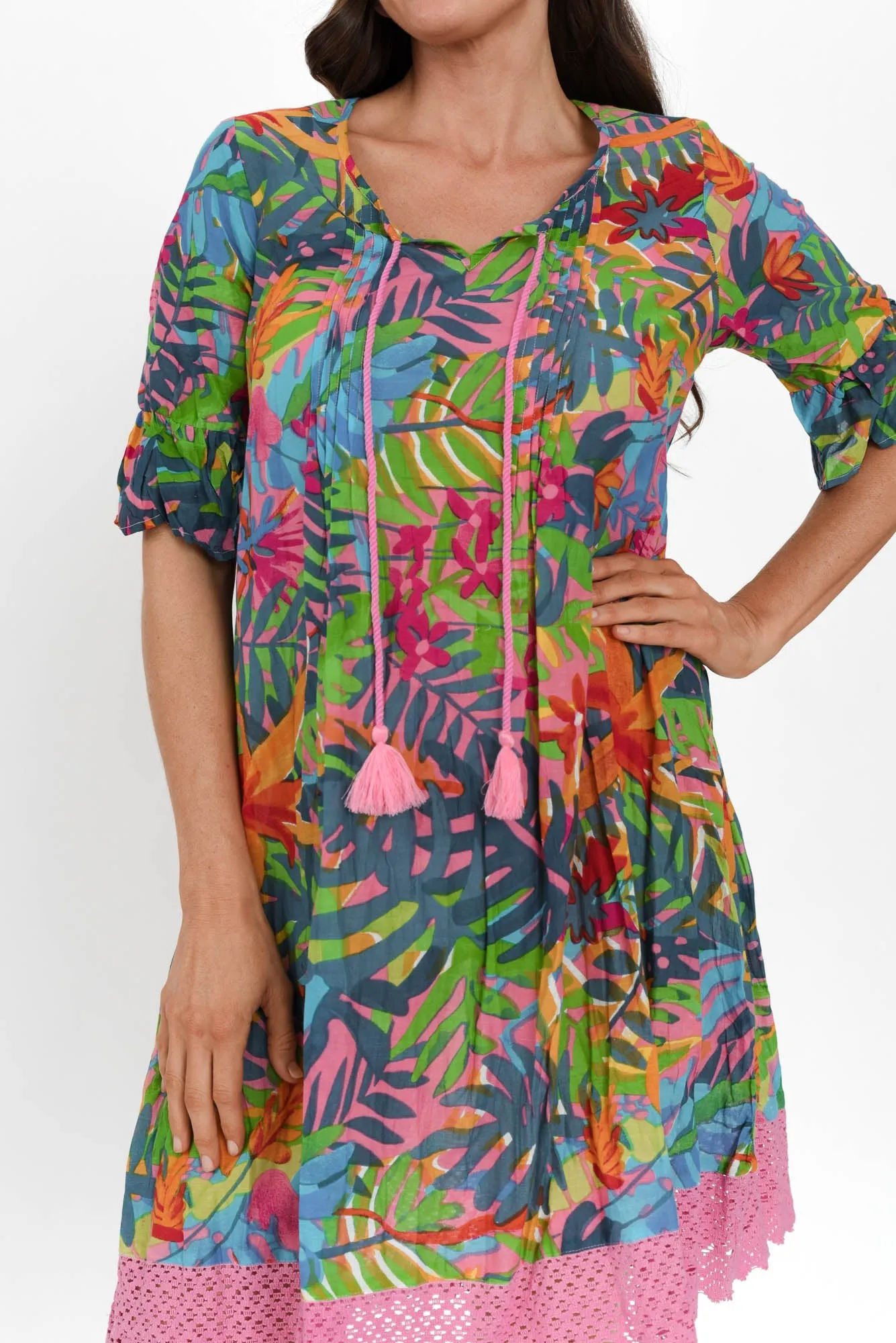 Cayman Green Jungle Cotton Tunic Dress