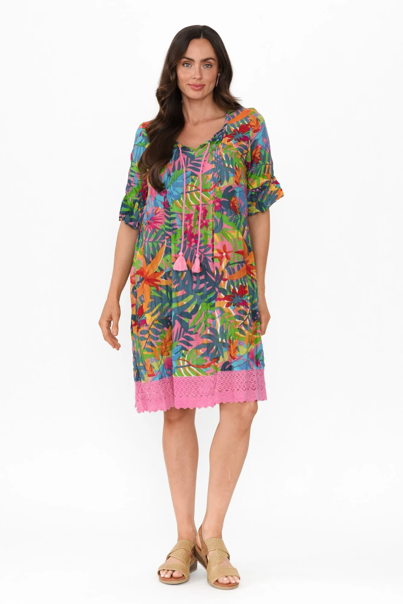 Cayman Green Jungle Cotton Tunic Dress