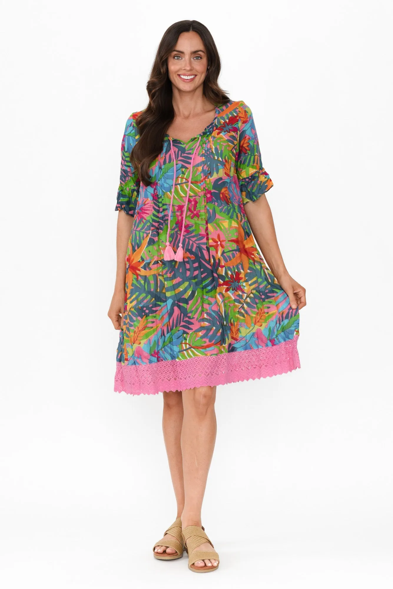 Cayman Green Jungle Cotton Tunic Dress