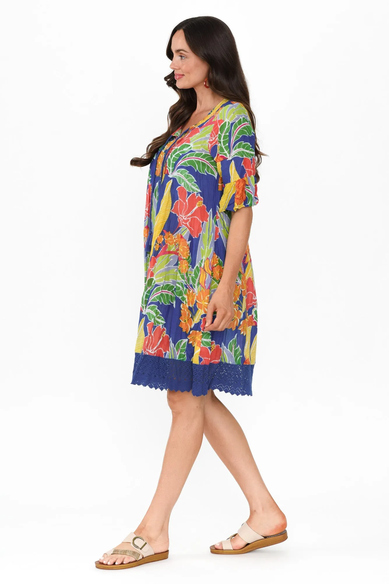 Cayman Orange Tropical Cotton Tunic Dress