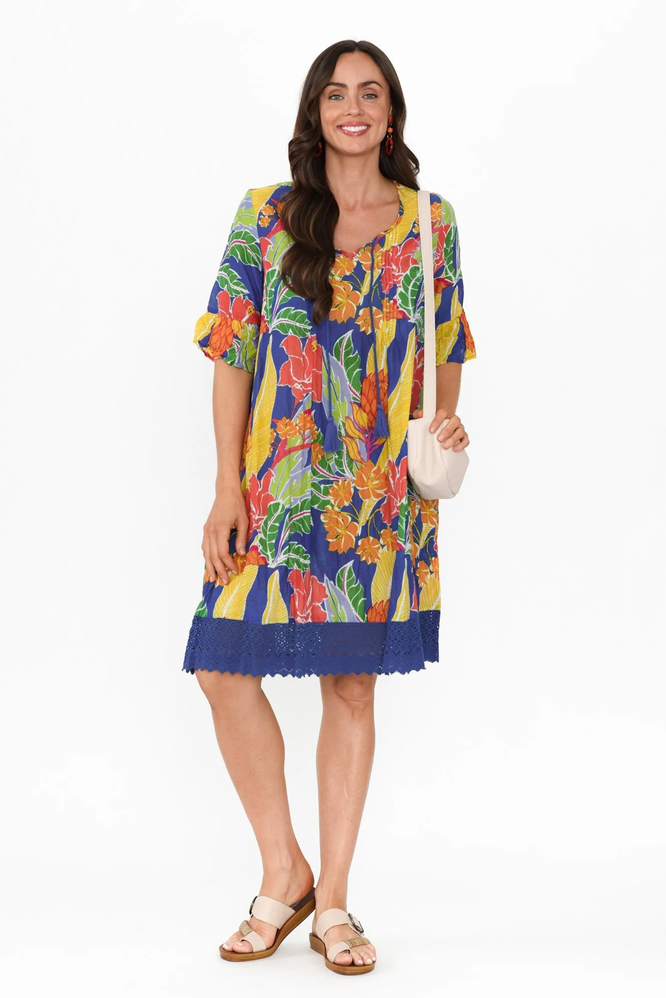 Cayman Orange Tropical Cotton Tunic Dress