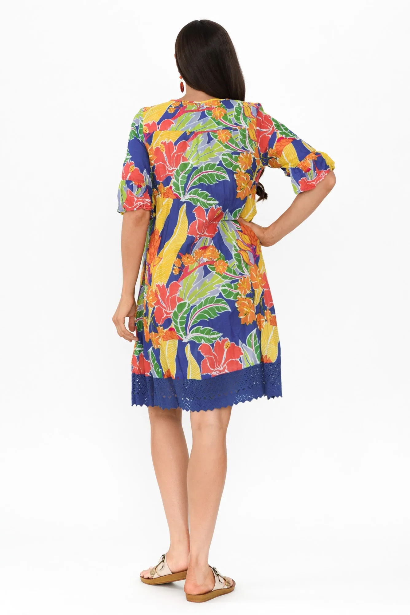 Cayman Orange Tropical Cotton Tunic Dress