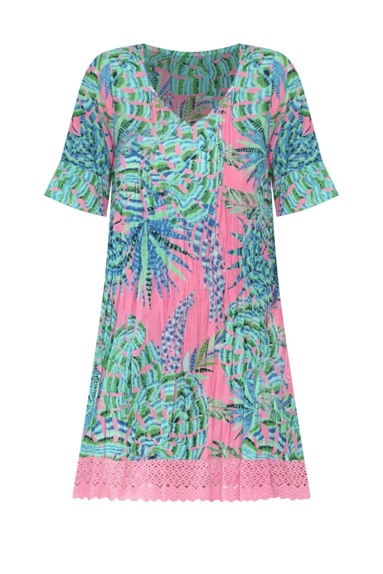 Cayman Pink Tropical Cotton Tunic Dress