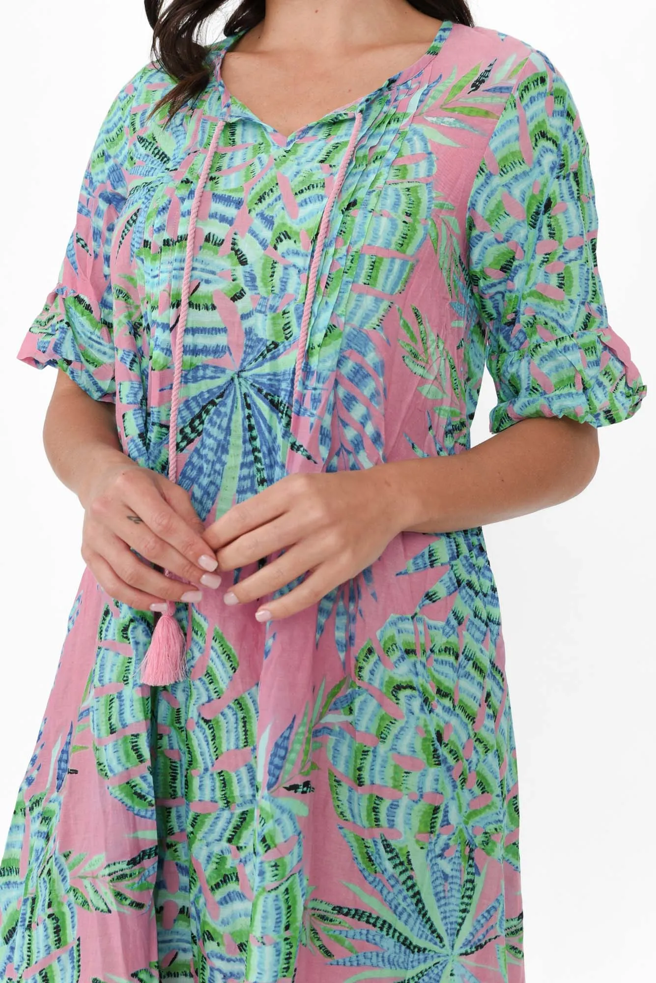 Cayman Pink Tropical Cotton Tunic Dress