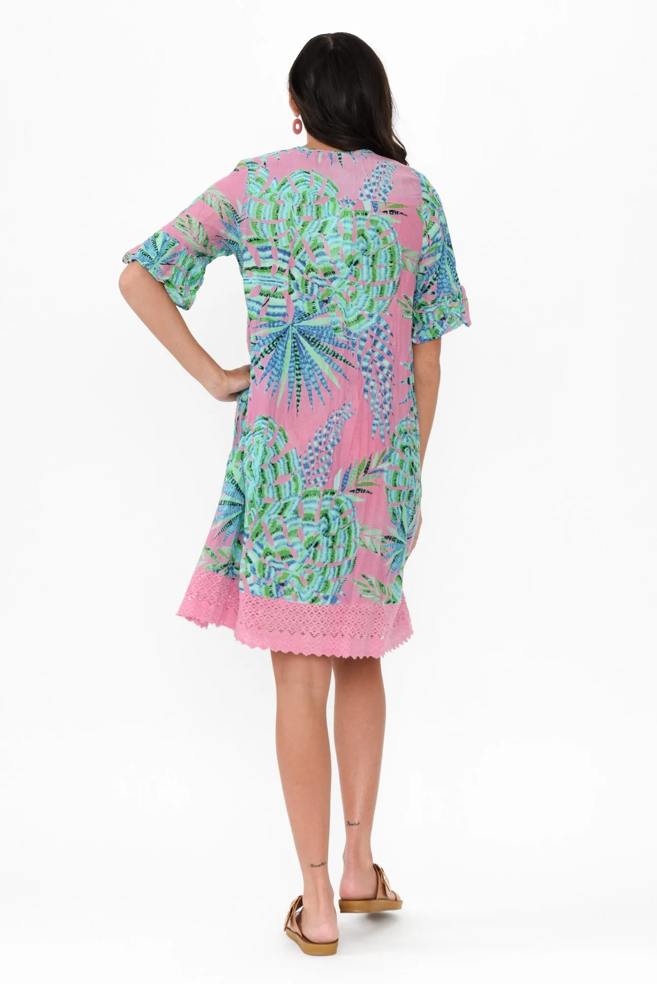 Cayman Pink Tropical Cotton Tunic Dress