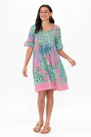 Cayman Pink Tropical Cotton Tunic Dress