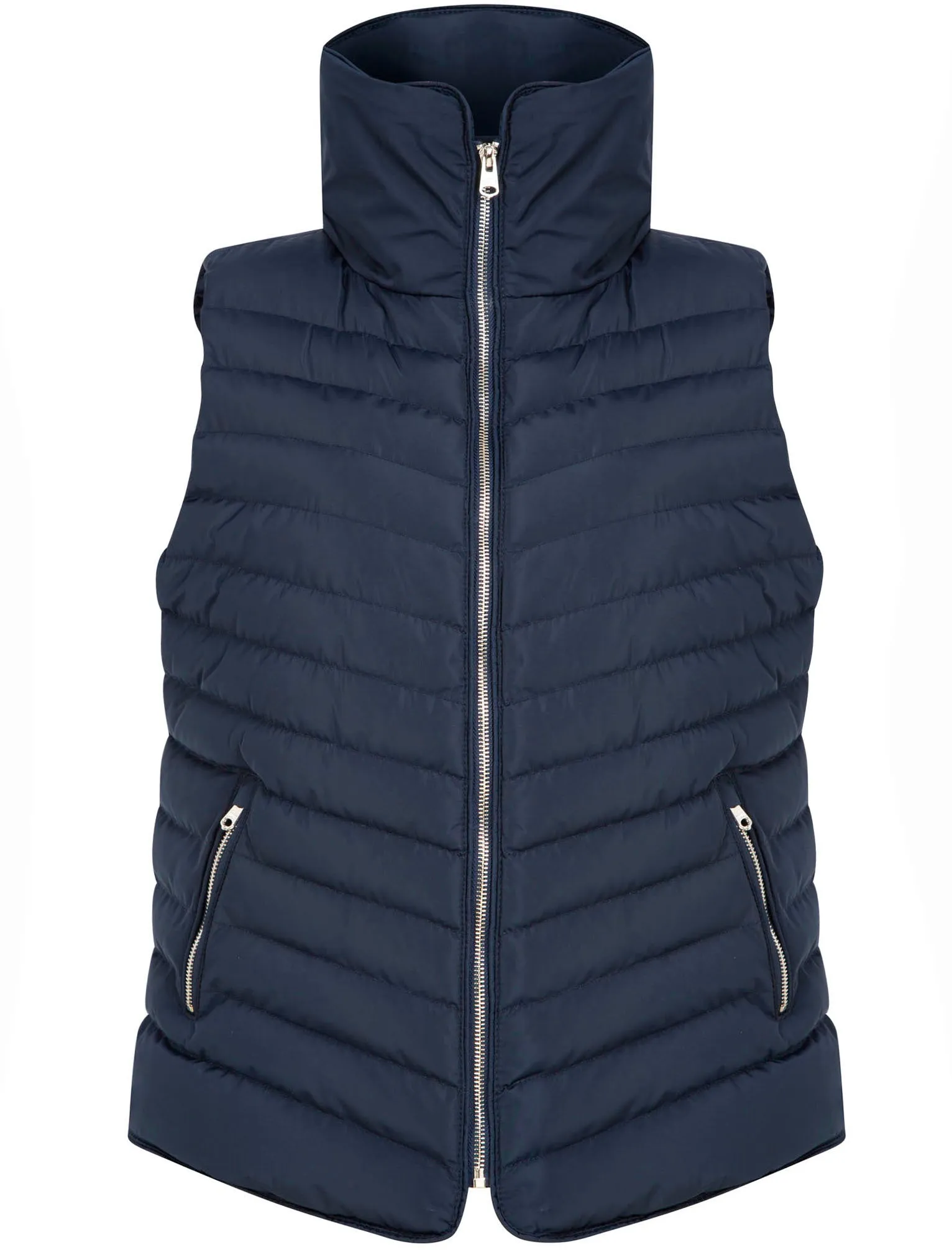 Chervil Quilted Puffer Gilet With Funnel Neck In Navy Blazer - Tokyo Laundry