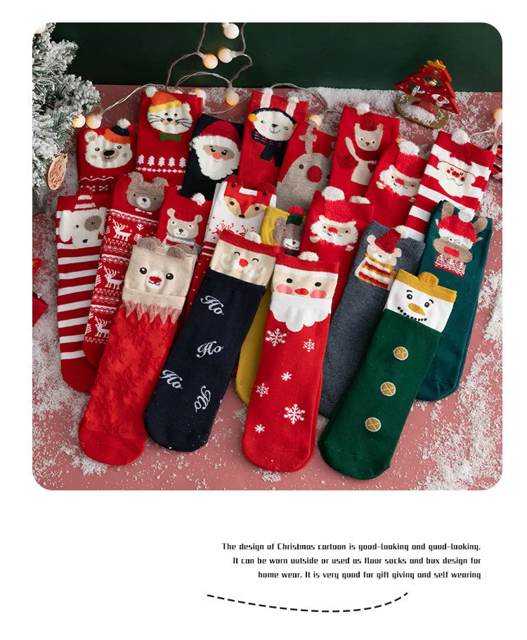 Christmas Socks Gift Set Cartoon Mid-Calf Cotton Socks