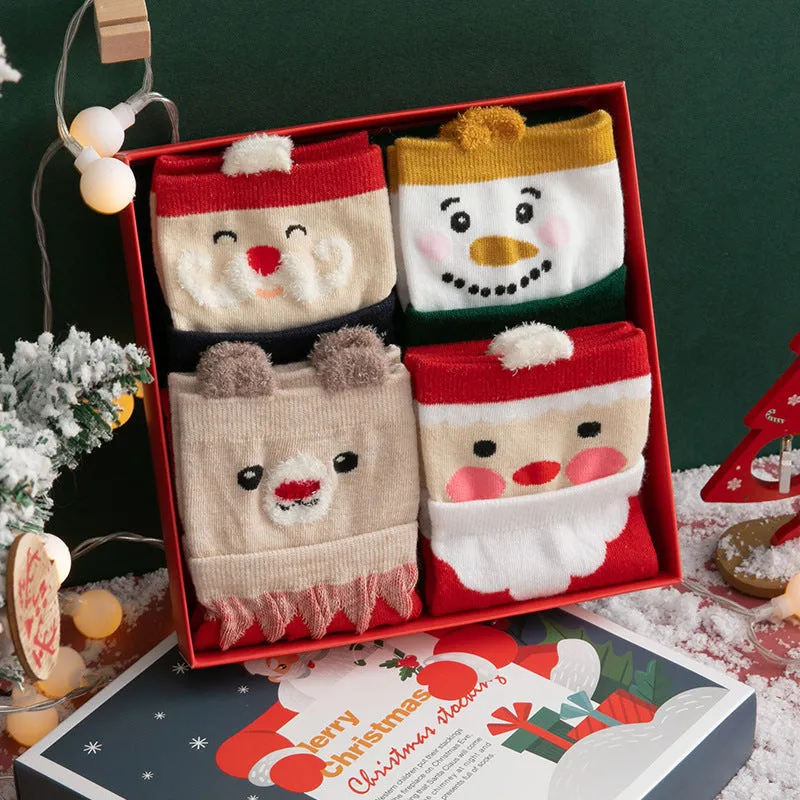 Christmas Socks Gift Set Cartoon Mid-Calf Cotton Socks