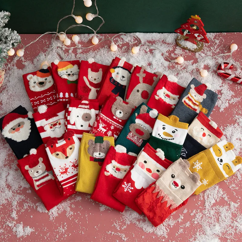 Christmas Socks Gift Set Cartoon Mid-Calf Cotton Socks