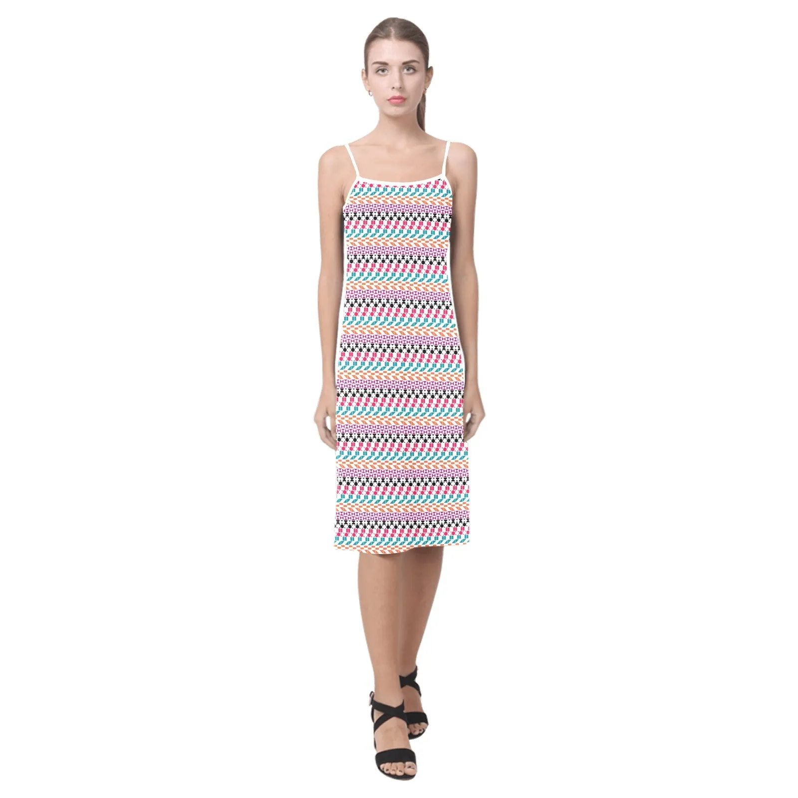 color geo print 7BA Alcestis Slip Dress (Model D05)