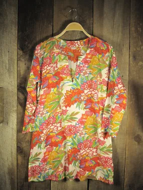 Cotton Tunic Top Red Floral