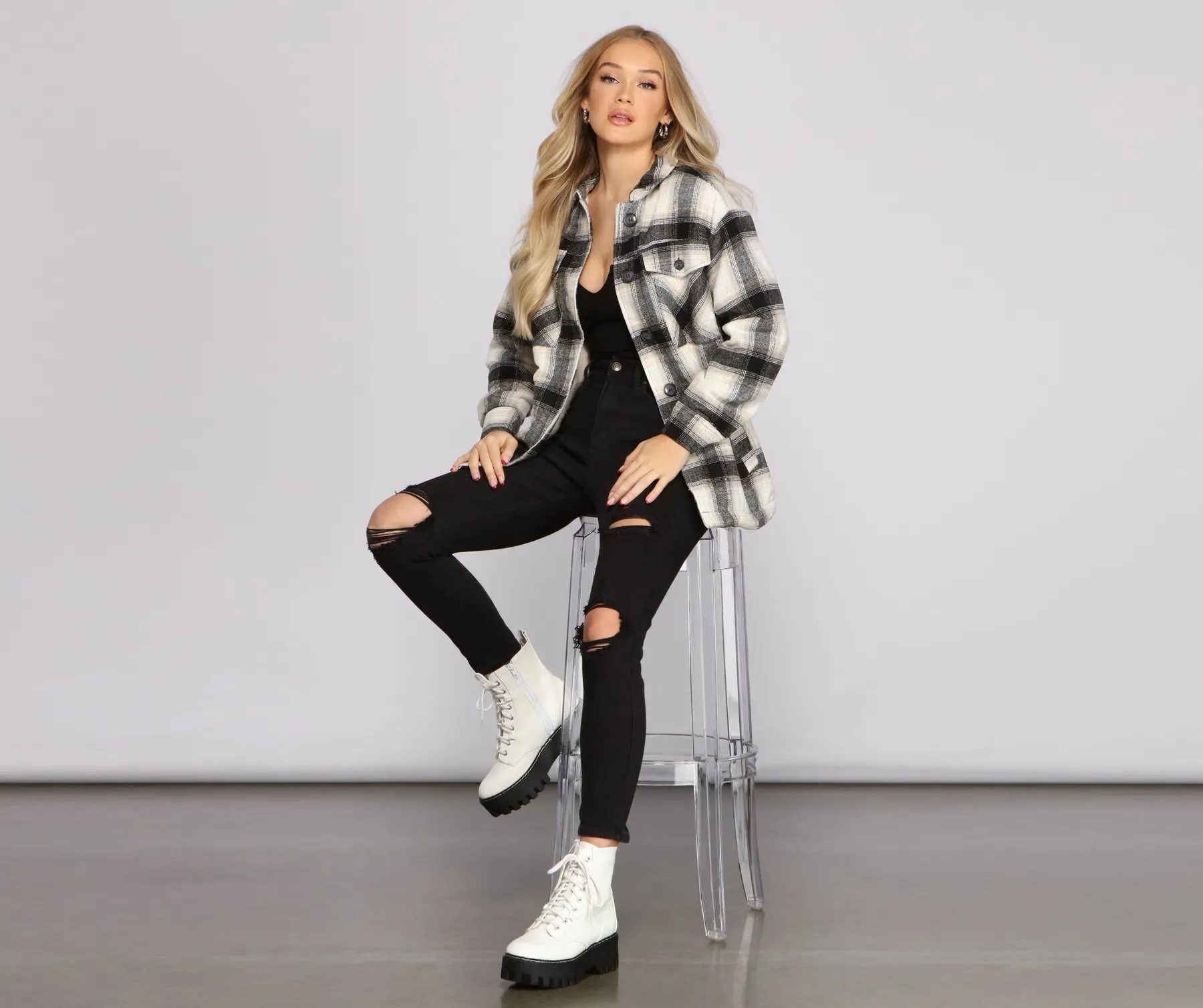 Cozy Plaid Sherpa Lined Shacket