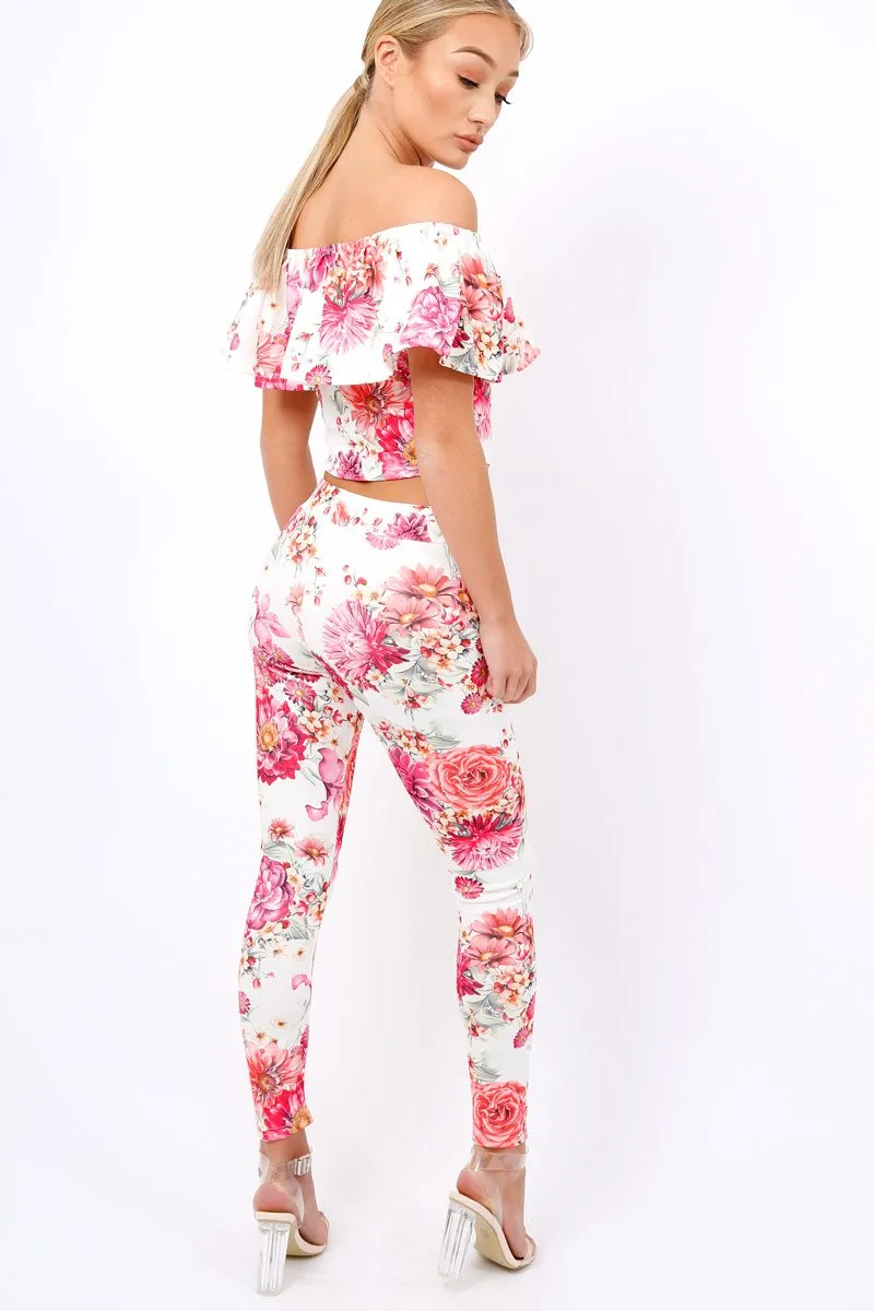 Cream Floral Tapered Trousers - Minnie