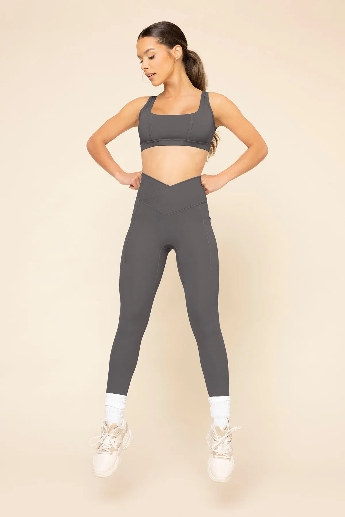 Crisscross Hourglass® Leggings with Pockets - Slate