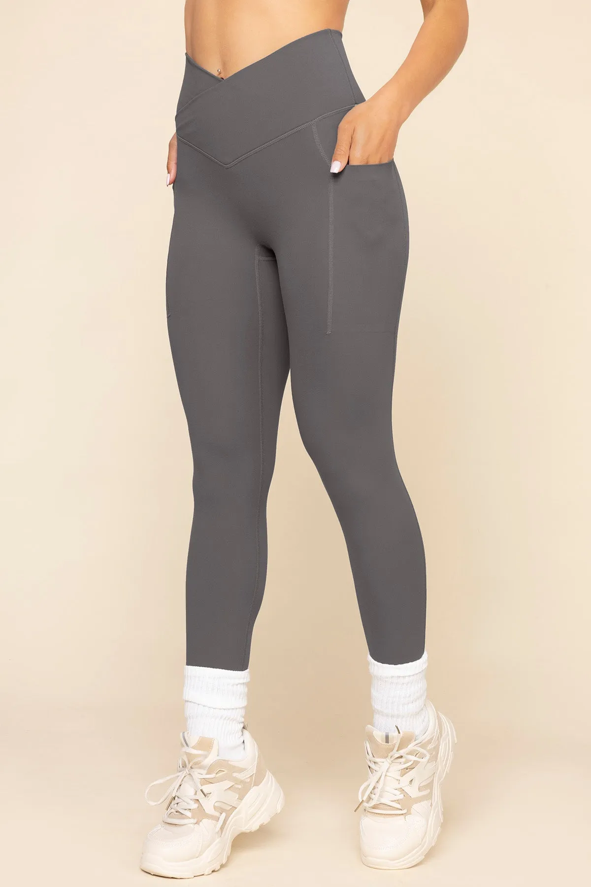 Crisscross Hourglass® Leggings with Pockets - Slate