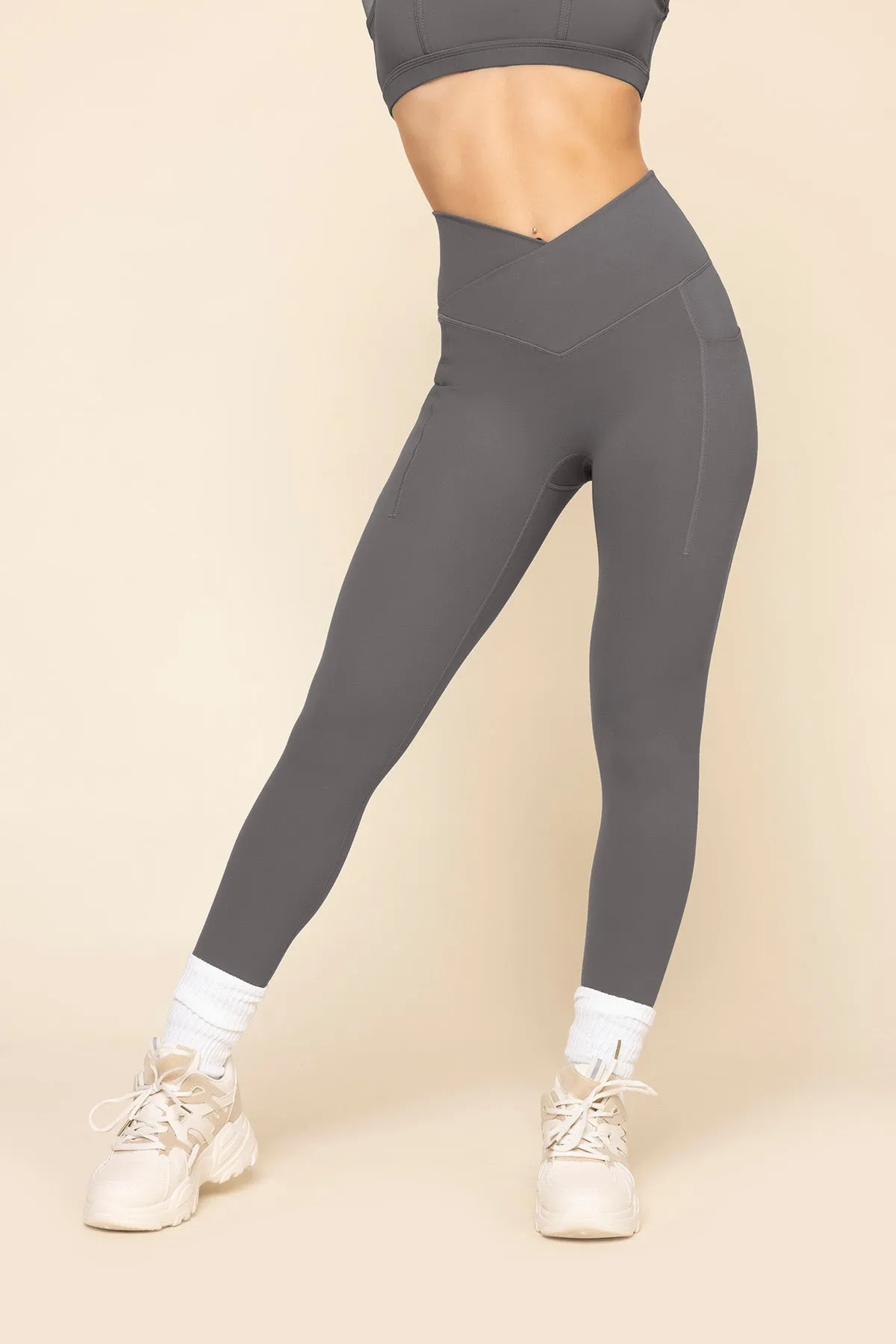 Crisscross Hourglass® Leggings with Pockets - Slate