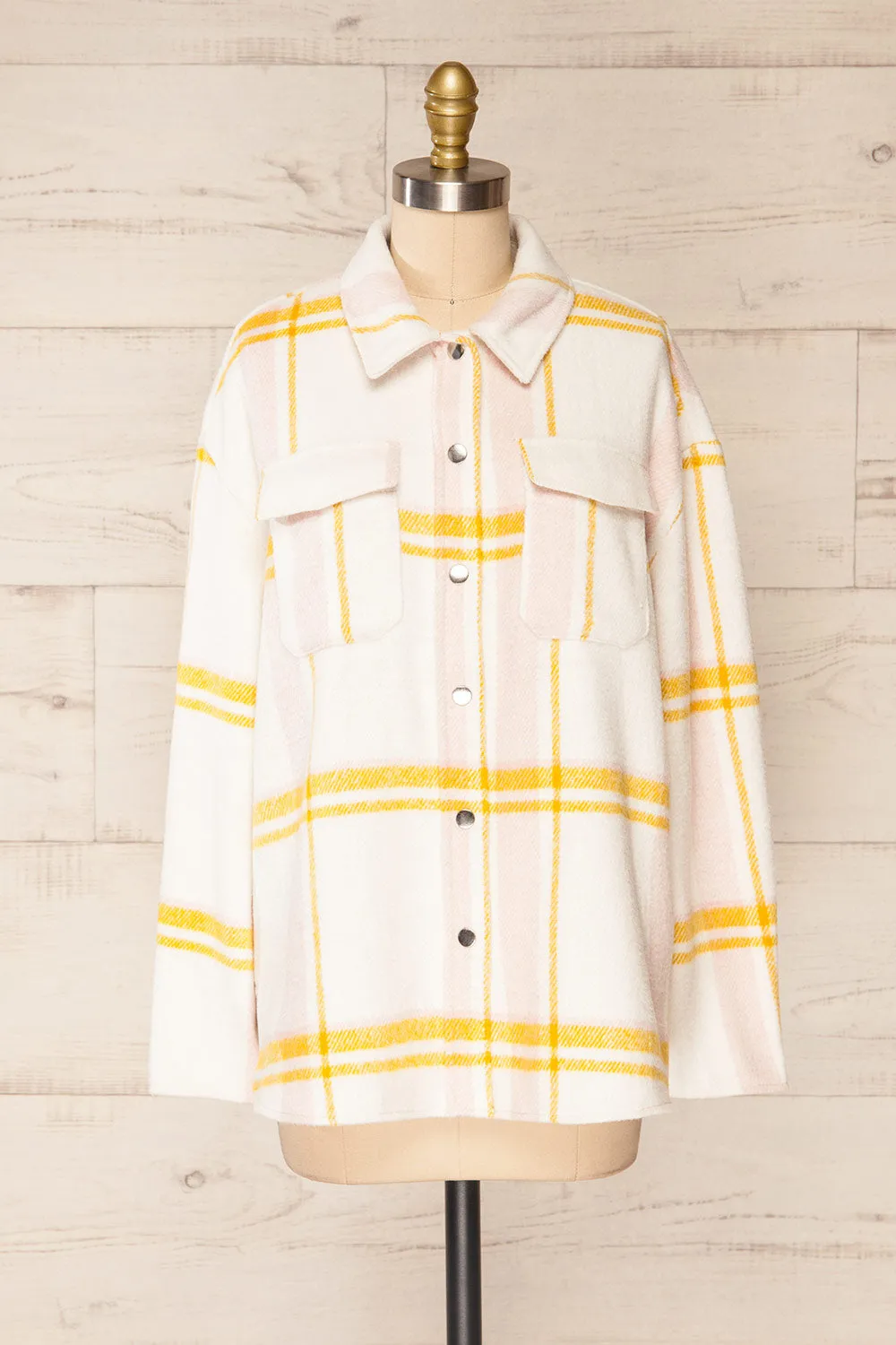 Crocci Mustard | Plaid Shacket w/ Front Pockets