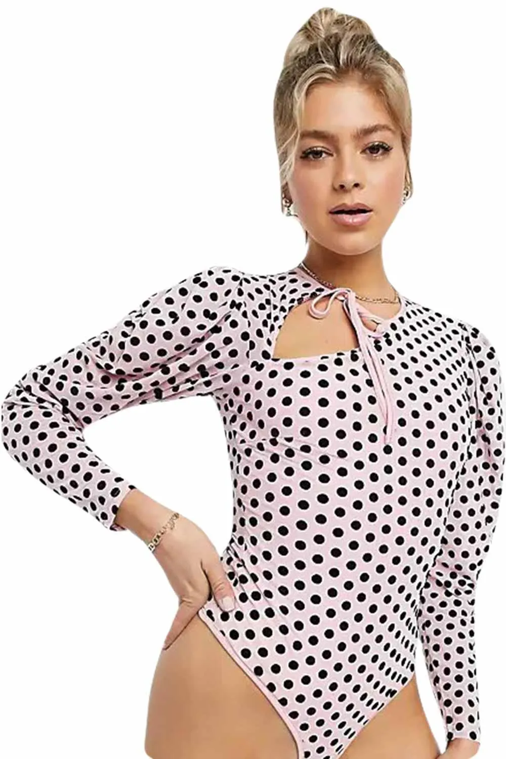 Cut Out Full Sleeve Bodysuit - UK 8