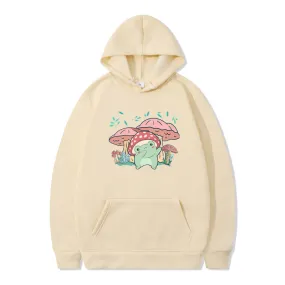 Cute Frog Sweater for Women Men Kawaii Mushroom Hoodie for Teens Couple's Clothes