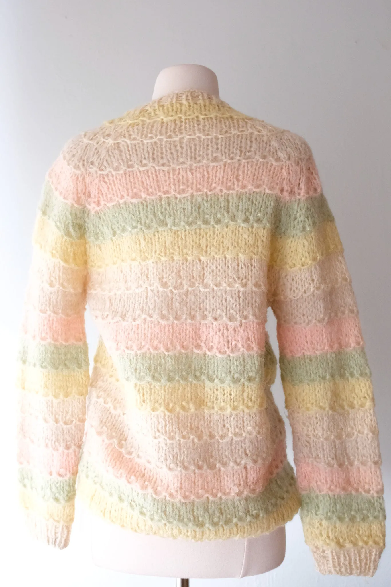 Darling 1960's Pastel Striped Made in Italy Mohair Sweater/ Sz M