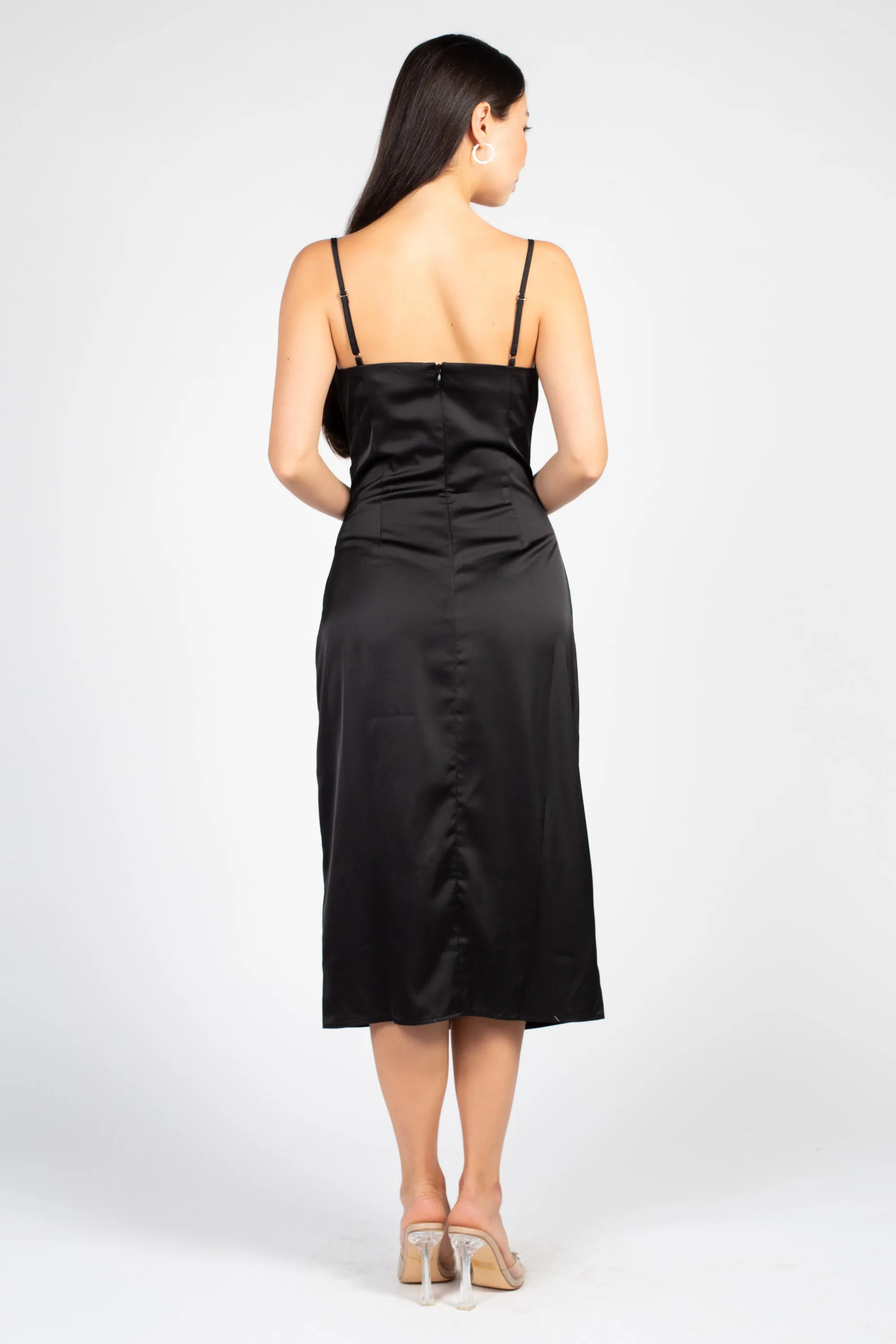 Deanna Satin Midi Slip Dress