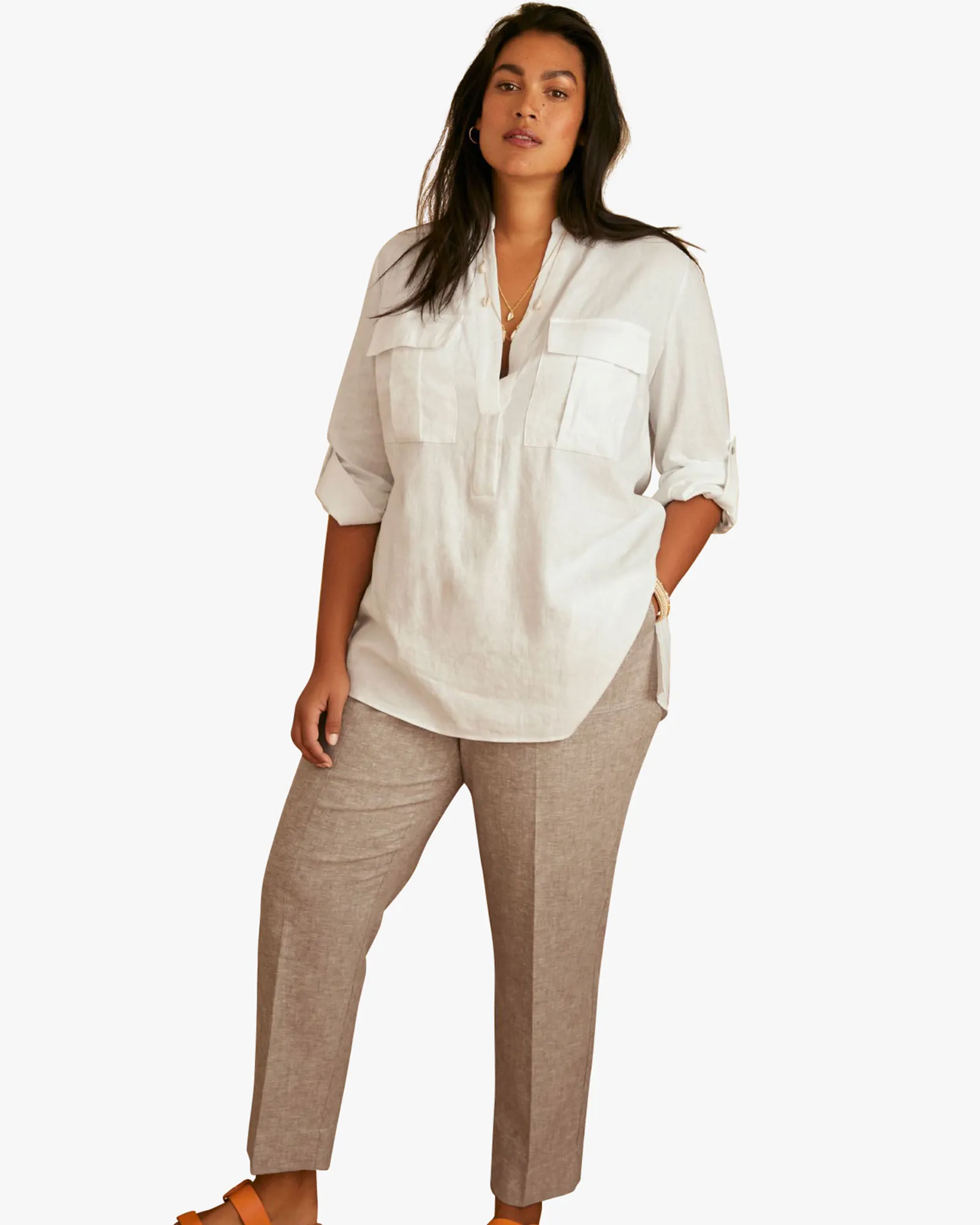 Dennie Linen-Blend Tunic | White