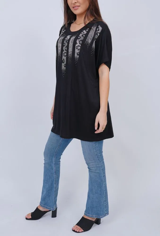 Diamante Pattern Cotton Top