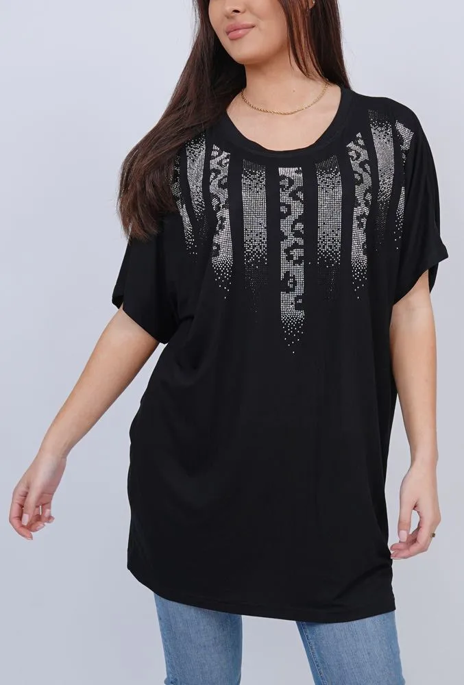 Diamante Pattern Cotton Top