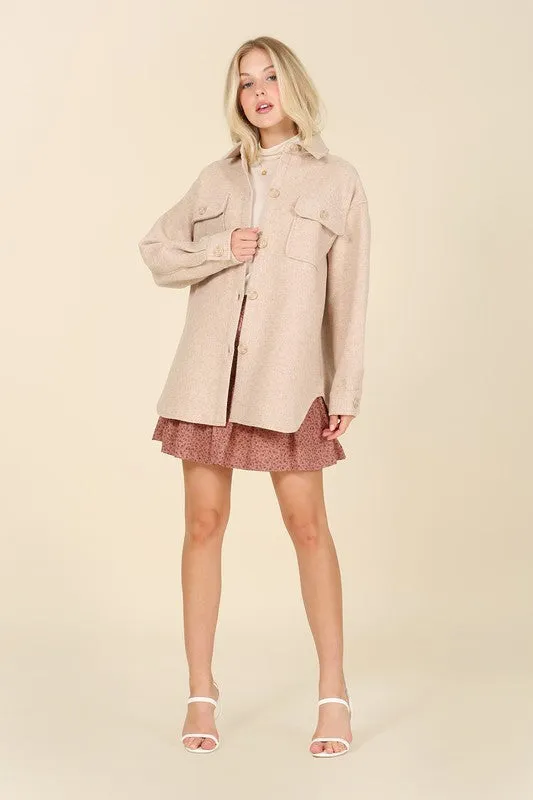 Diana Light beige shacket with pockets