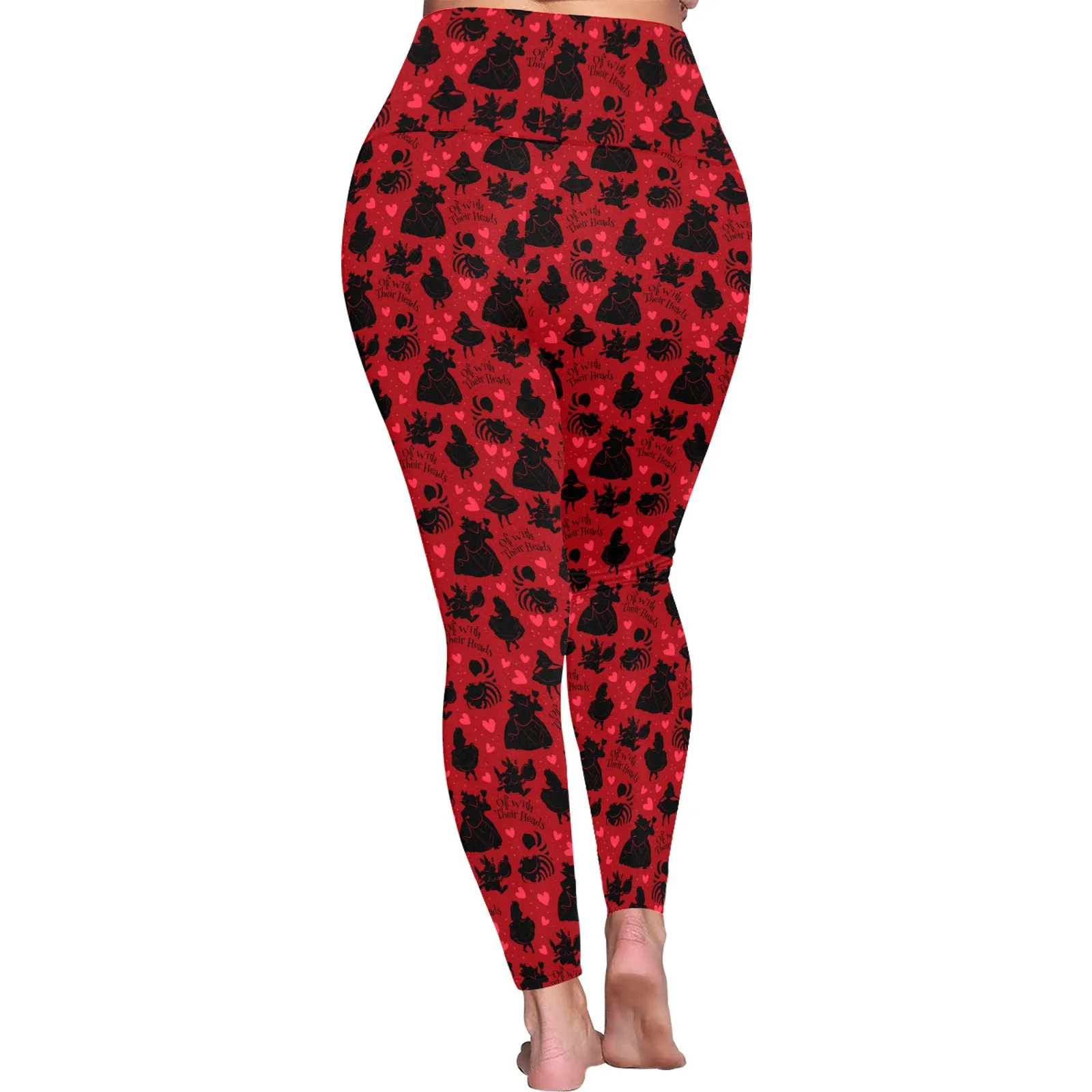 Disney Alice In Wonderland Queen Of Hearts Off With Their Heads Women's Plus Size Athletic Leggings