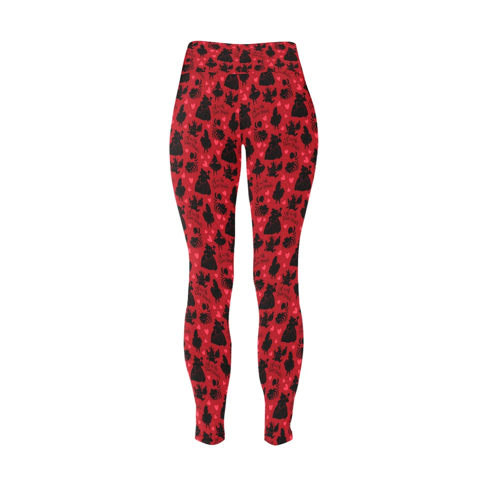 Disney Alice In Wonderland Queen Of Hearts Off With Their Heads Women's Plus Size Athletic Leggings