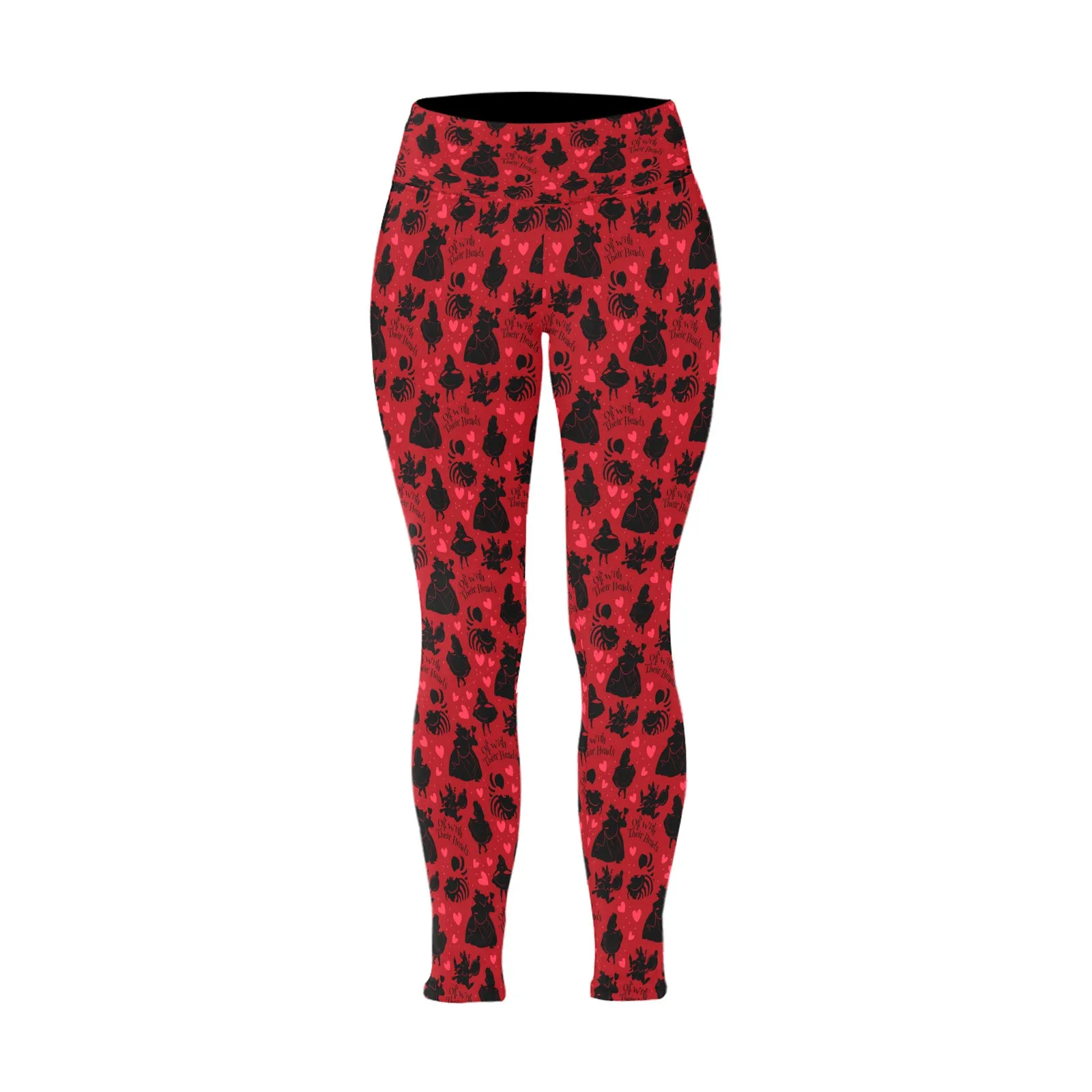 Disney Alice In Wonderland Queen Of Hearts Off With Their Heads Women's Plus Size Athletic Leggings