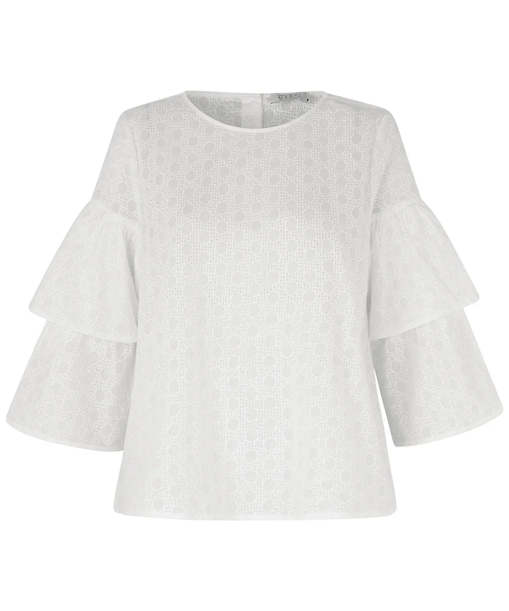 Drea Tiered Flounce Sleeve Blouse