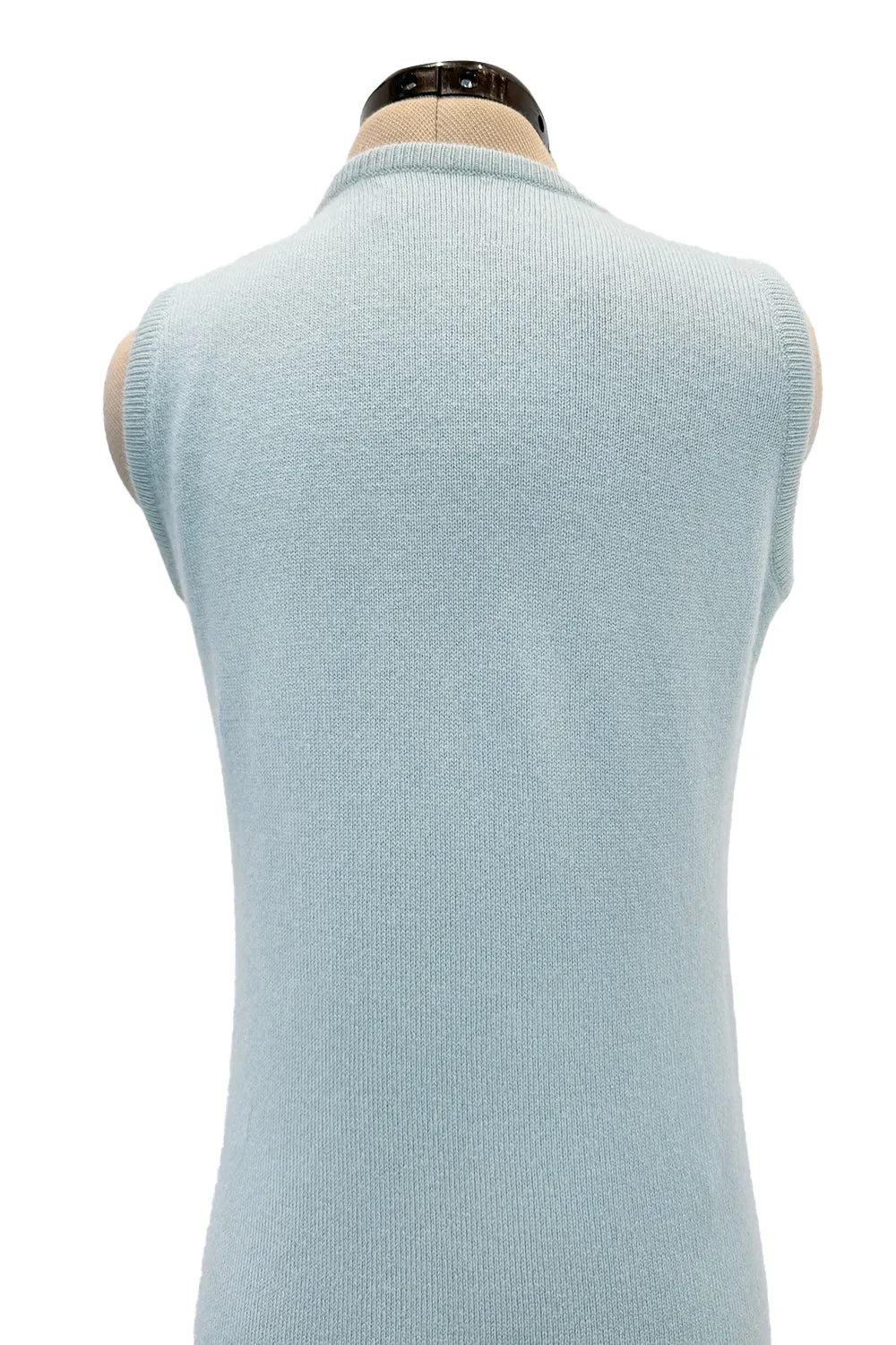 Dreamiest 1972 Halston Runway Floor Length Baby Blue 100% Scottish Cashmere Dress