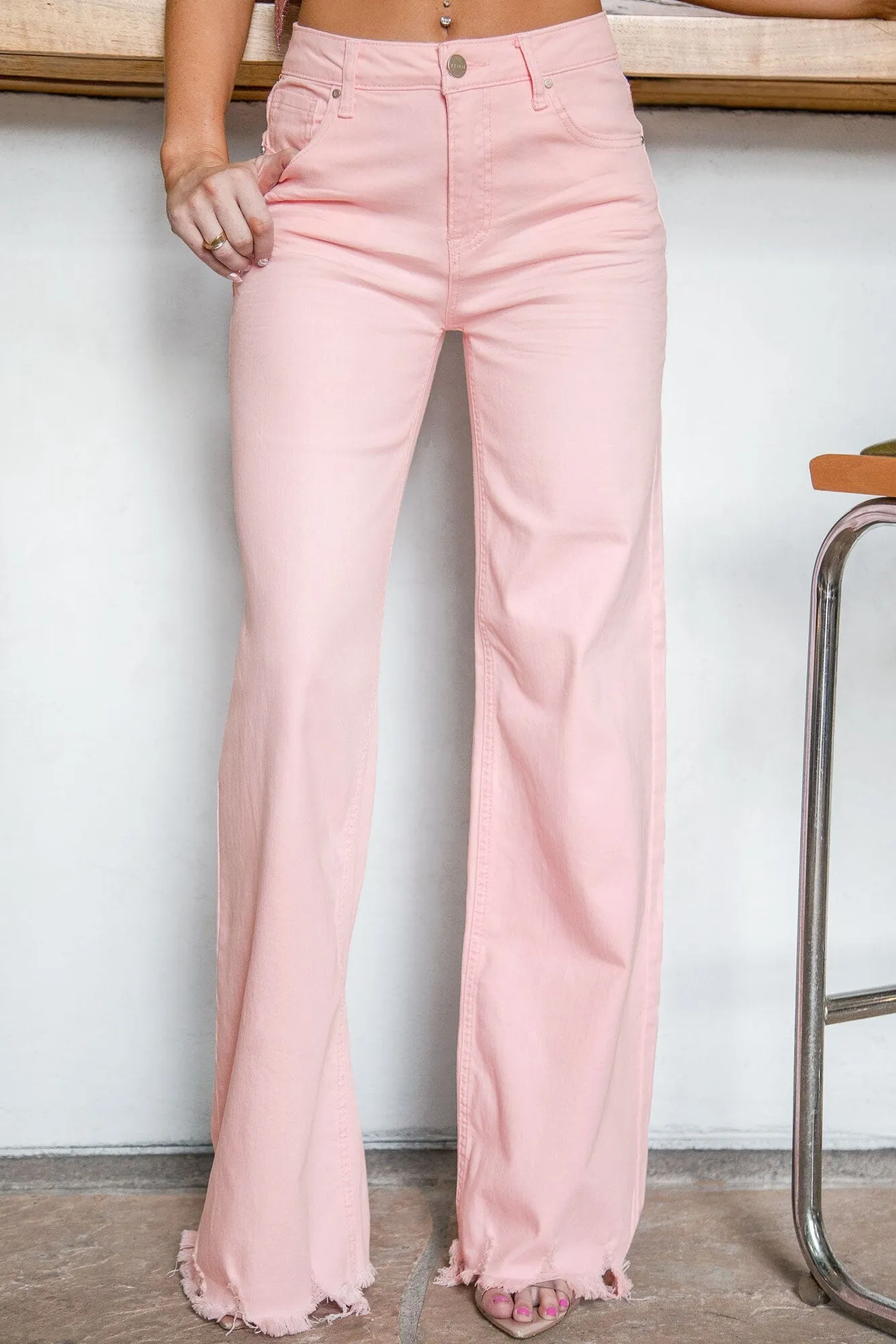 Elizabeth Distressed Light Pink Jeans