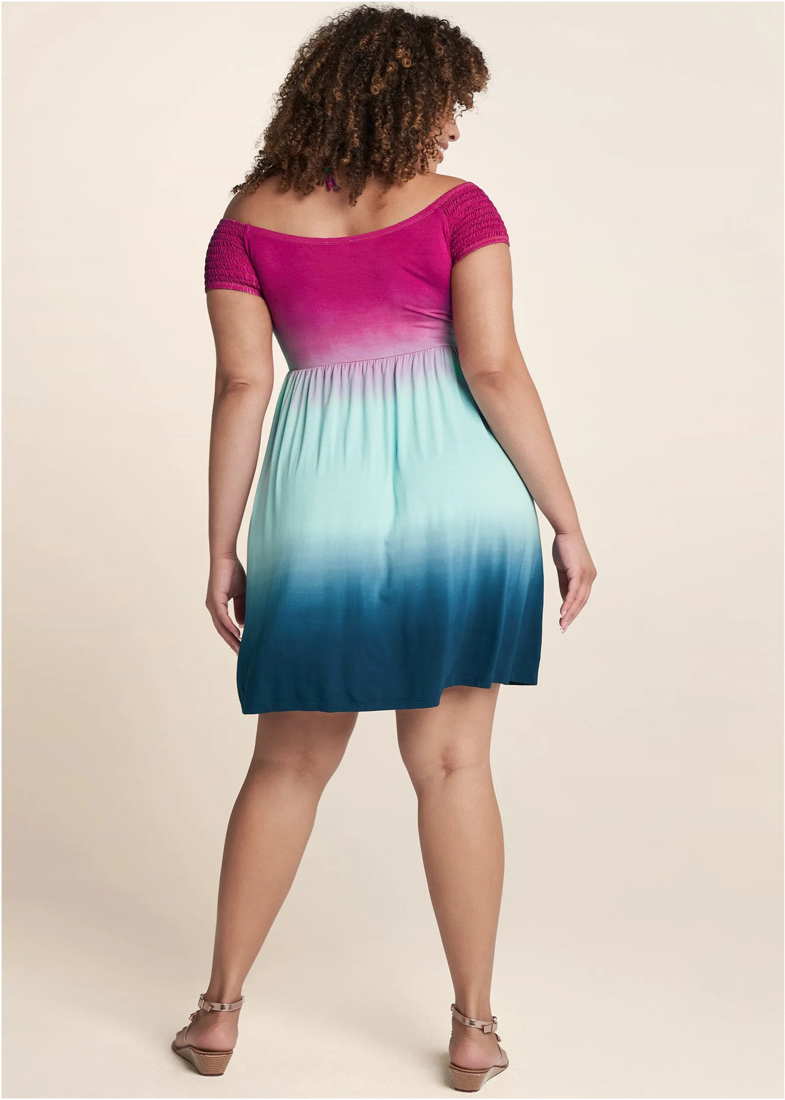 Embellished Ombre Dress - Blue & Pink