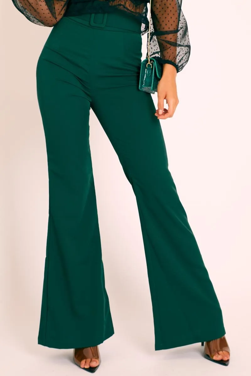 Emerald Belted Wide Leg Trousers - Isadore