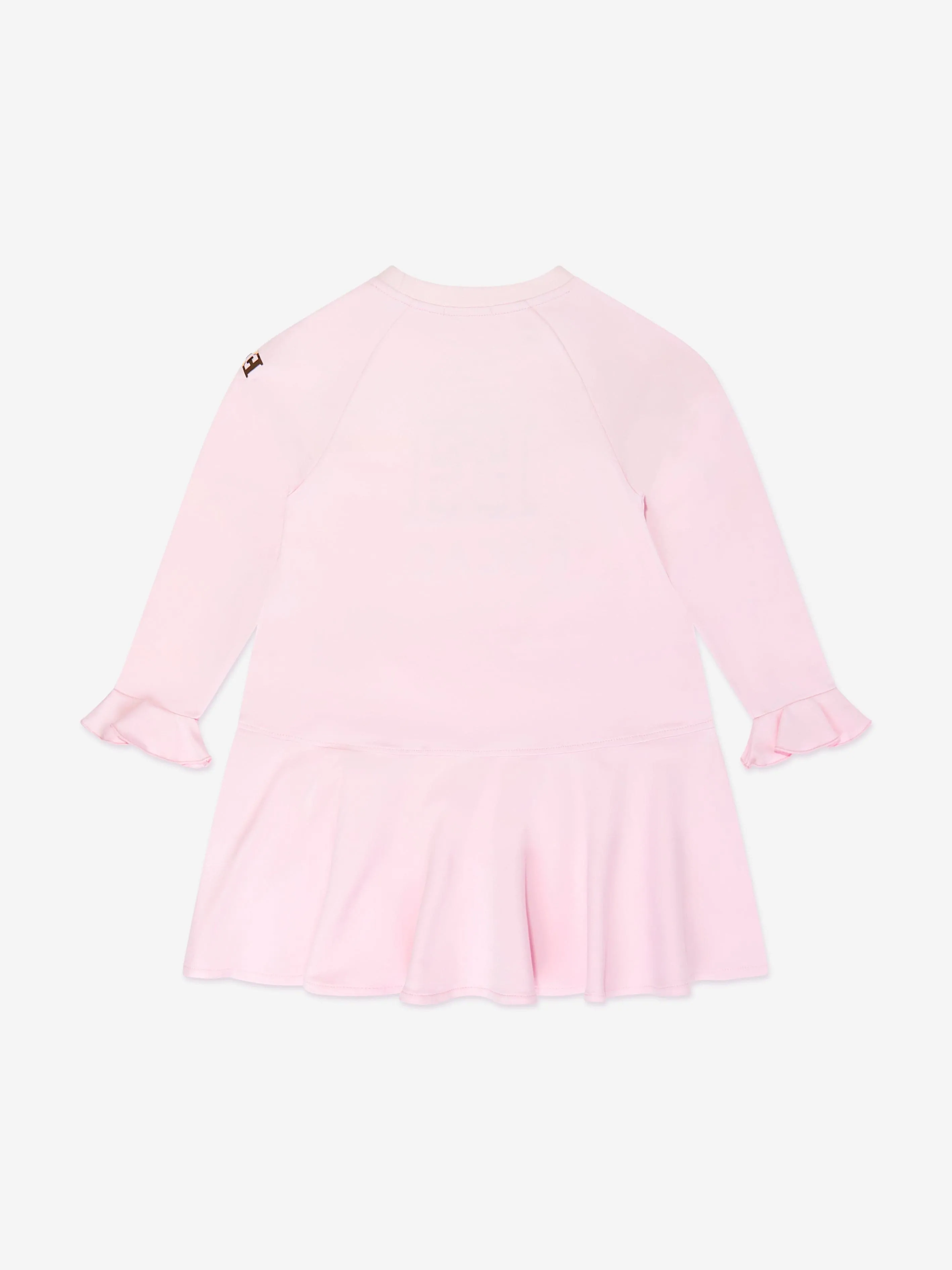 Escada Girls Embroidered Logo Sweater Dress in Pink