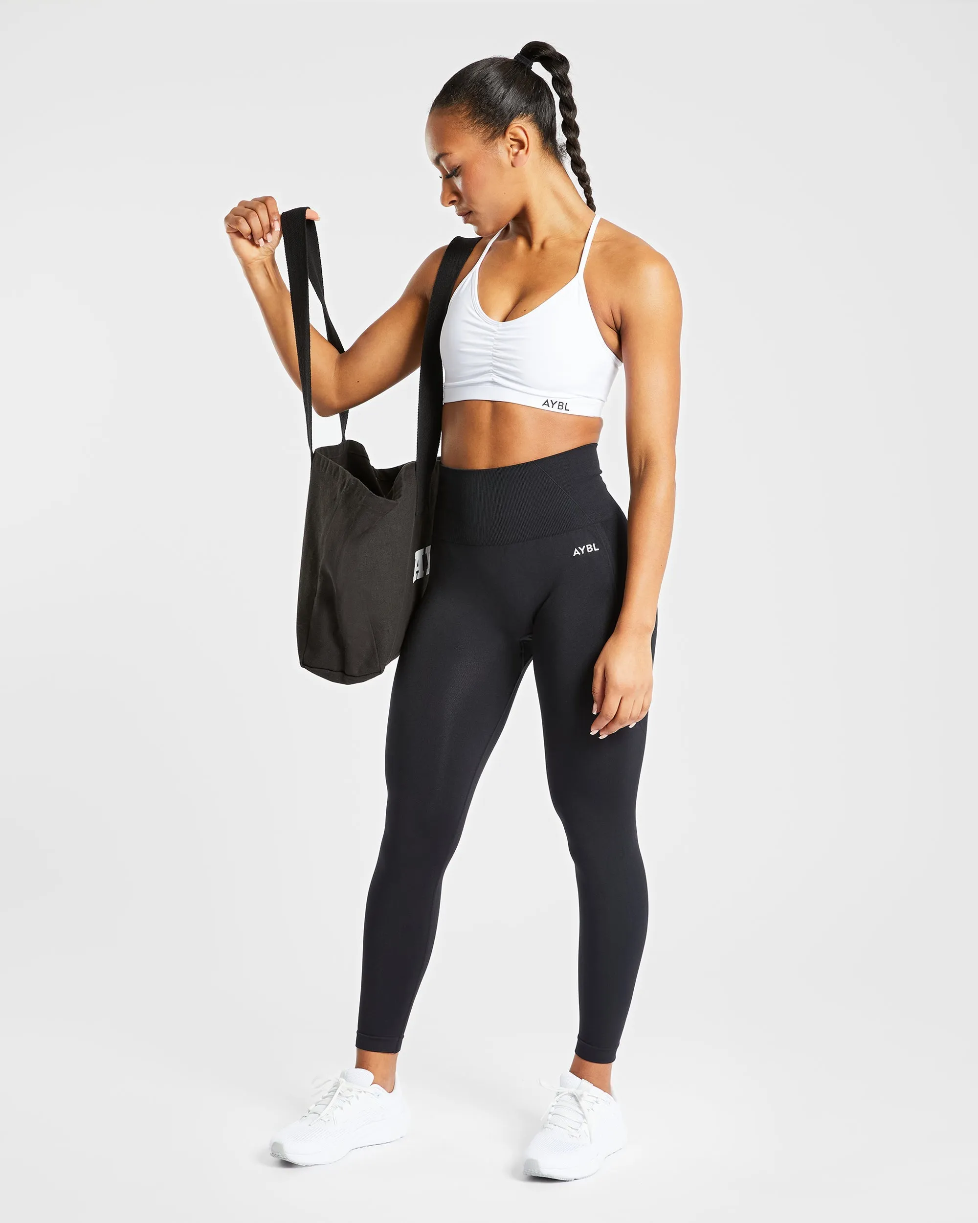 Essential Ruched Sports Bra - White