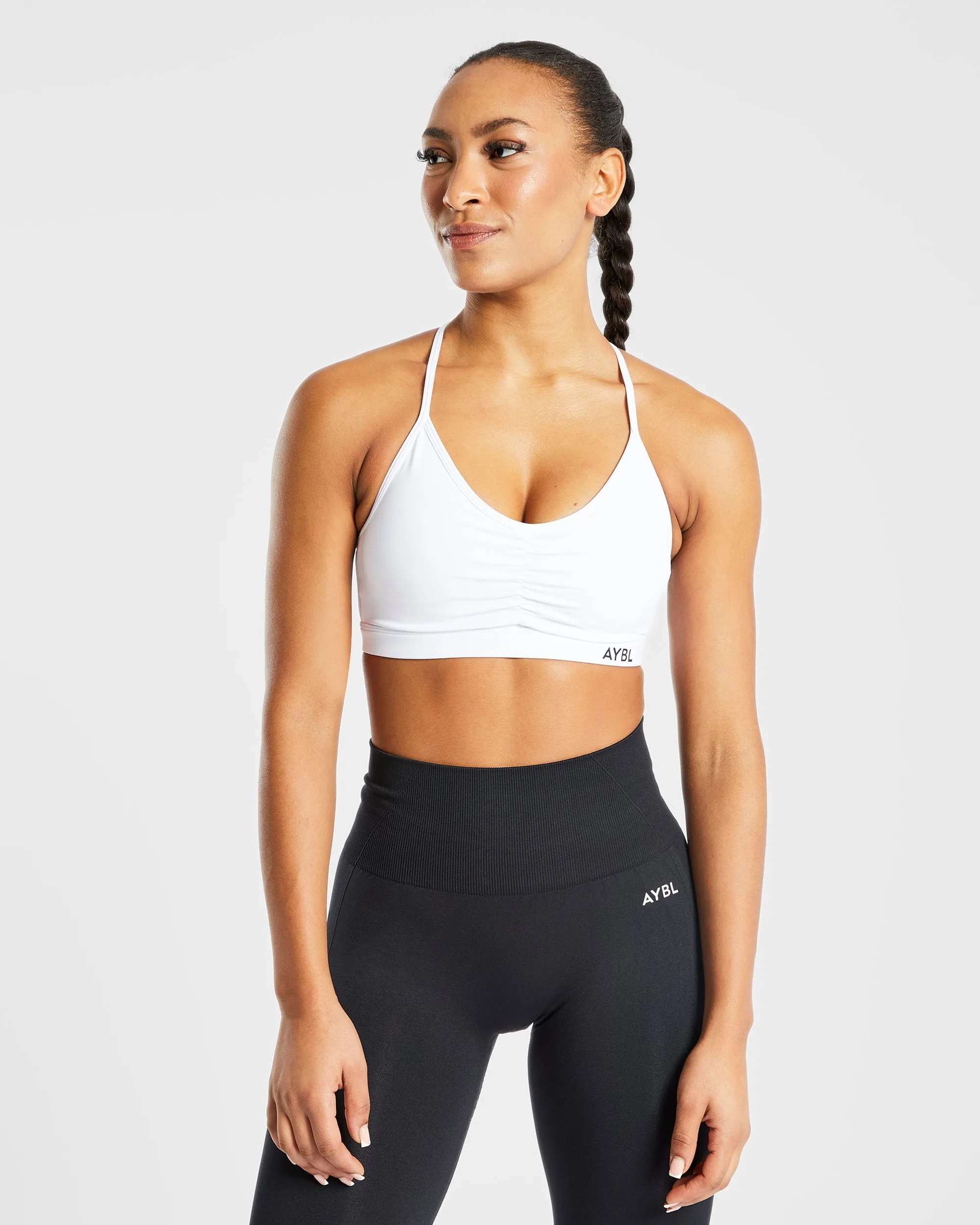 Essential Ruched Sports Bra - White