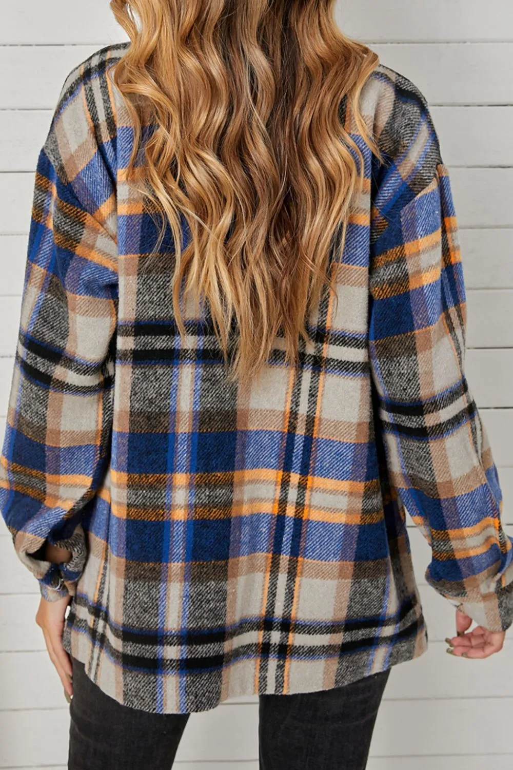 'Esther' Plaid Pocketed Button Down Shacket