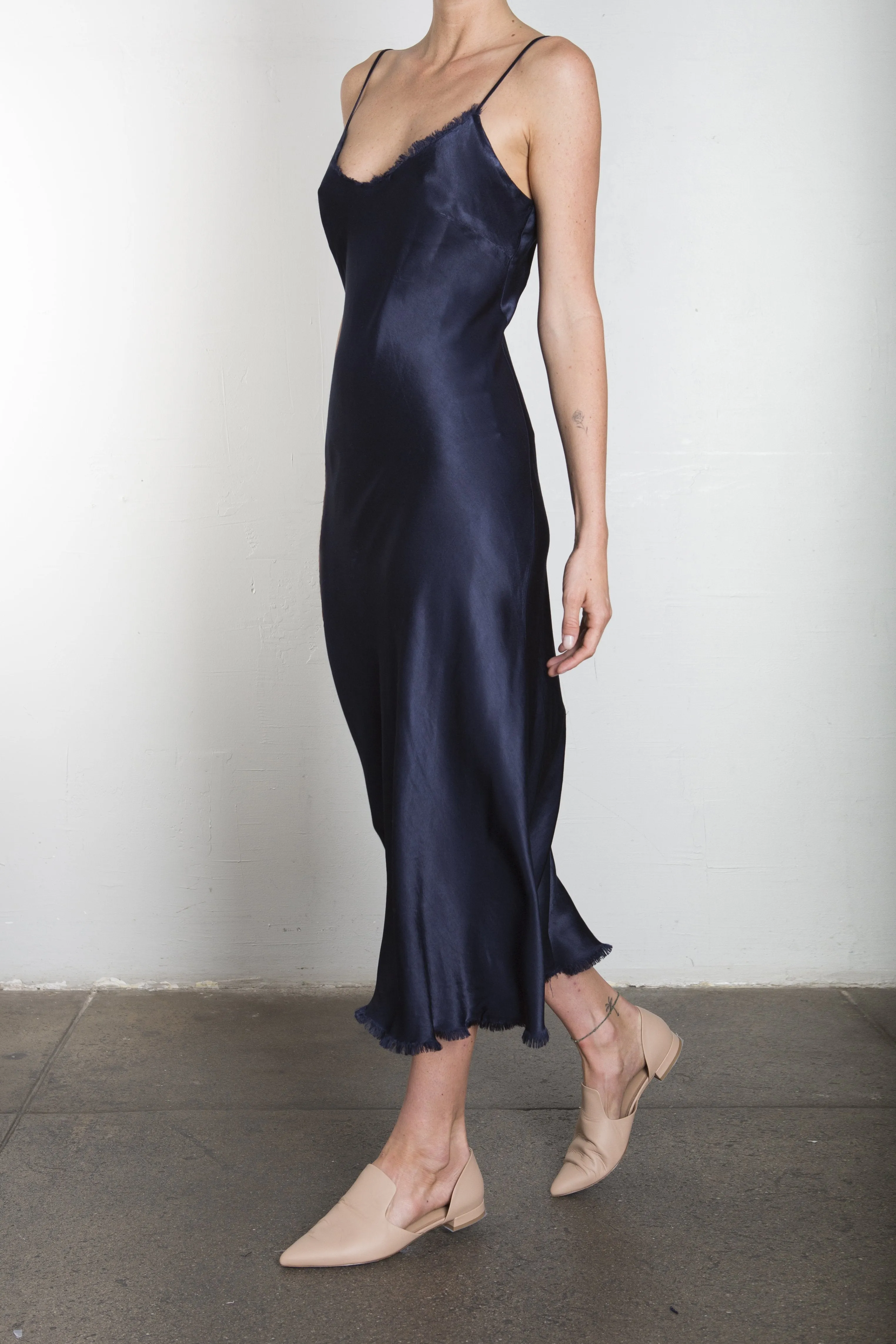 Farrah Slip Dress in Vintage Satin - Night