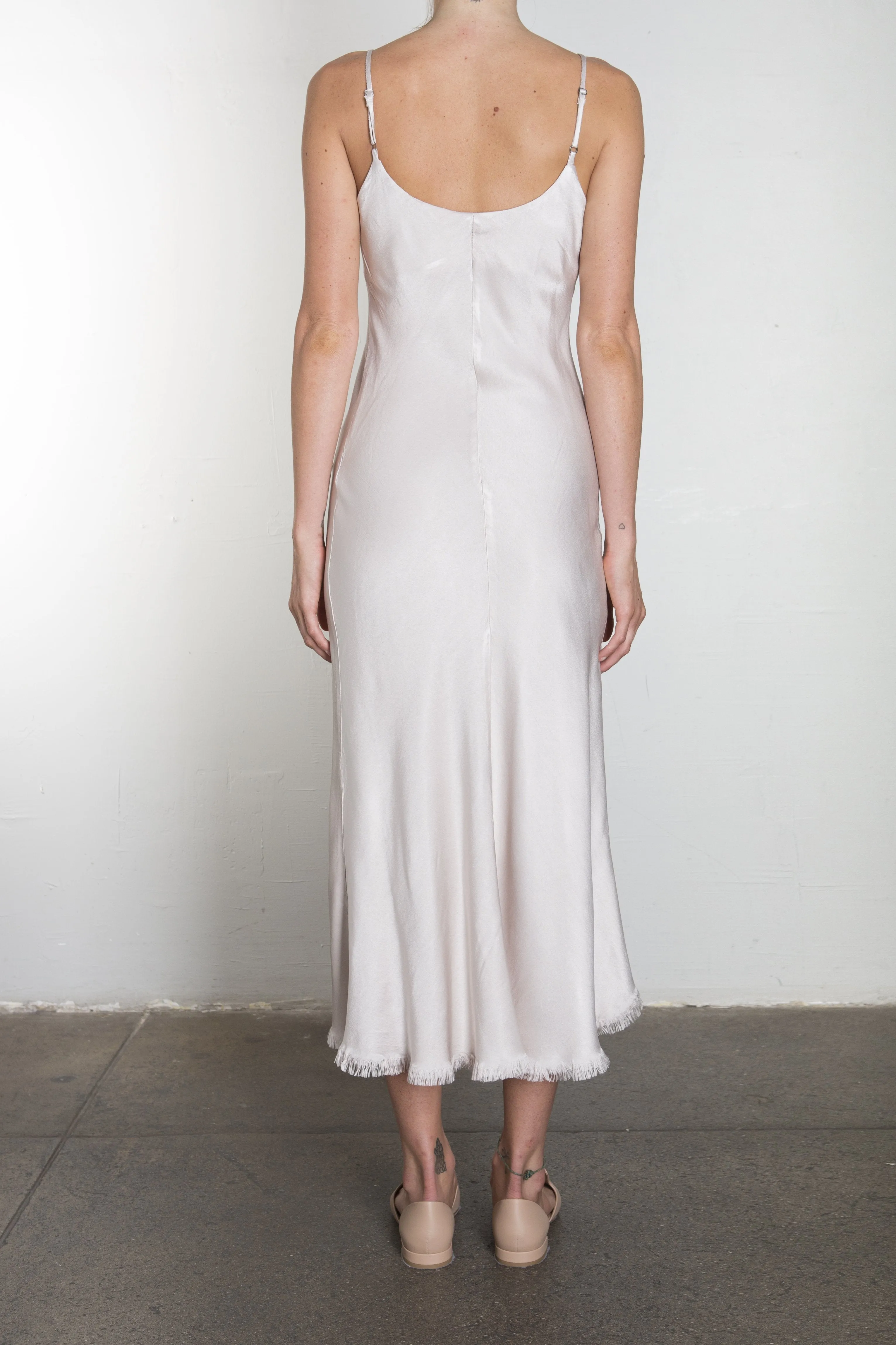 Farrah Slip Dress in Vintage Satin - Parchment