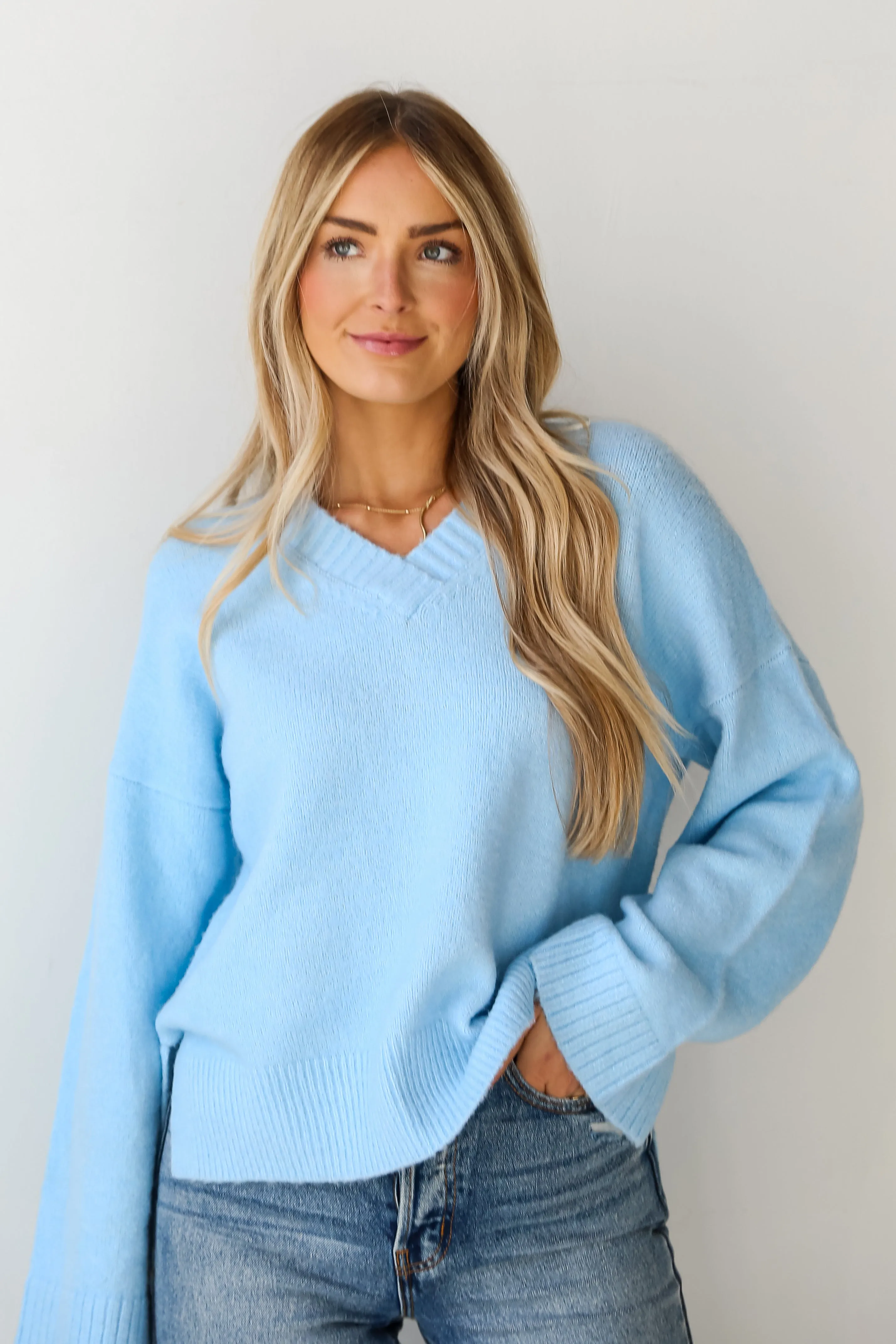 FINAL SALE - Plush Personality Light Blue Oversized Sweater