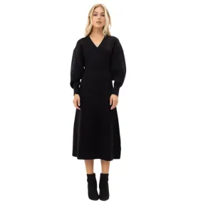 Flare Midi Sweater Dress (Black)